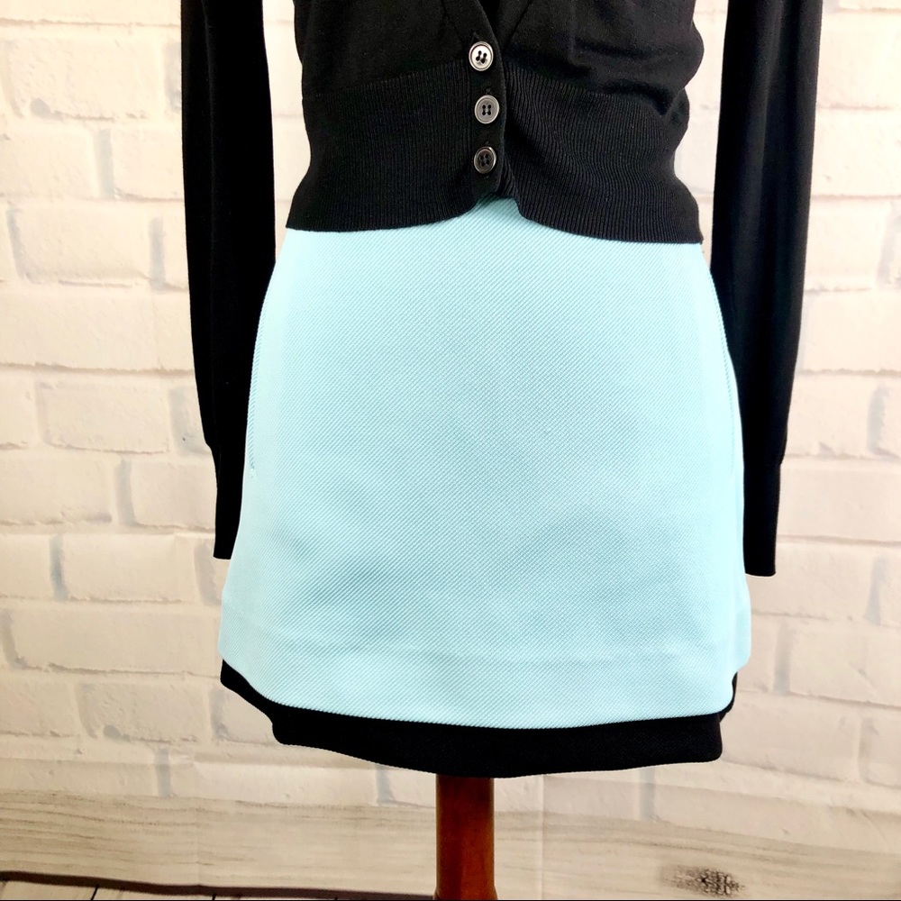 D V F : Blue “Elley” Color-block Mini Skirt